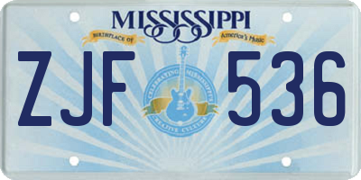 MS license plate ZJF536