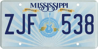 MS license plate ZJF538