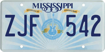 MS license plate ZJF542