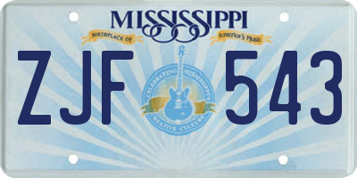 MS license plate ZJF543