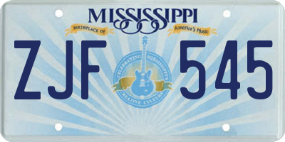 MS license plate ZJF545