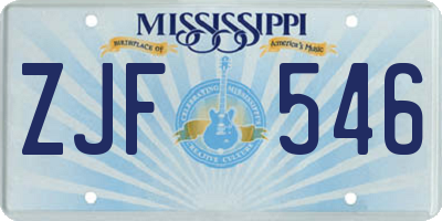 MS license plate ZJF546