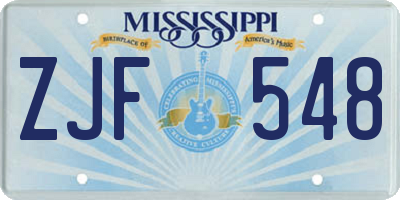 MS license plate ZJF548