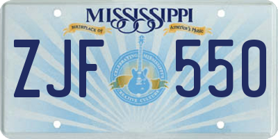 MS license plate ZJF550