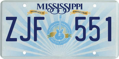 MS license plate ZJF551
