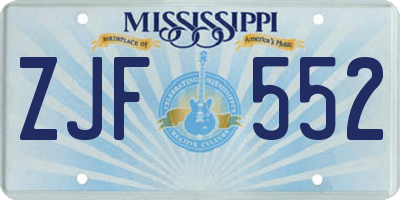 MS license plate ZJF552