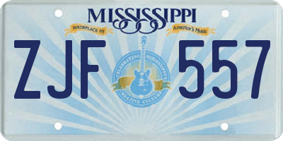 MS license plate ZJF557