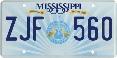 MS license plate ZJF560