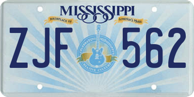 MS license plate ZJF562