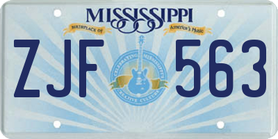 MS license plate ZJF563