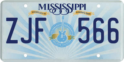 MS license plate ZJF566