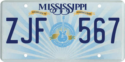 MS license plate ZJF567