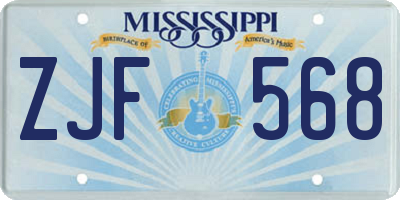 MS license plate ZJF568