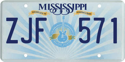 MS license plate ZJF571