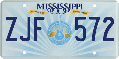 MS license plate ZJF572
