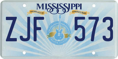 MS license plate ZJF573