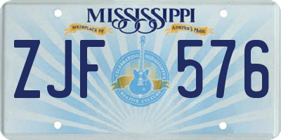 MS license plate ZJF576