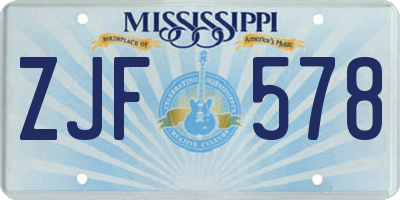 MS license plate ZJF578