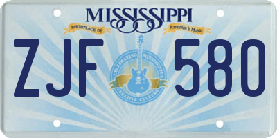 MS license plate ZJF580