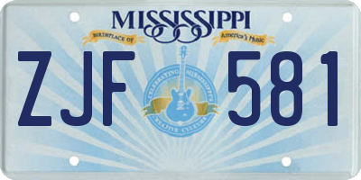 MS license plate ZJF581