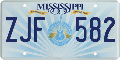 MS license plate ZJF582