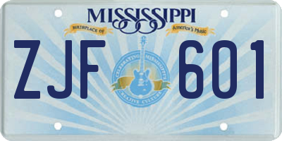MS license plate ZJF601