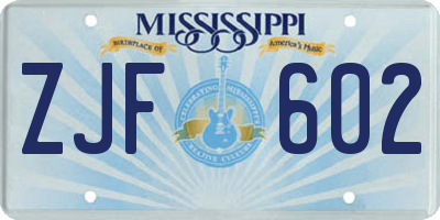 MS license plate ZJF602