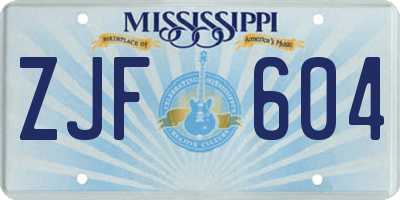 MS license plate ZJF604