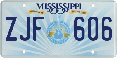 MS license plate ZJF606