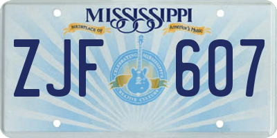MS license plate ZJF607