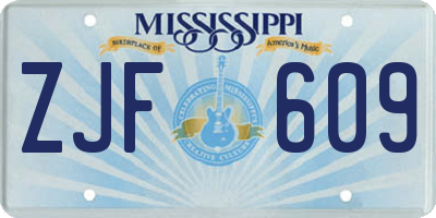 MS license plate ZJF609