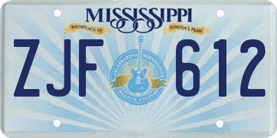 MS license plate ZJF612
