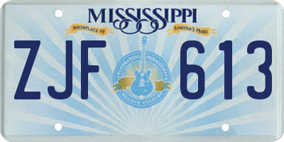 MS license plate ZJF613