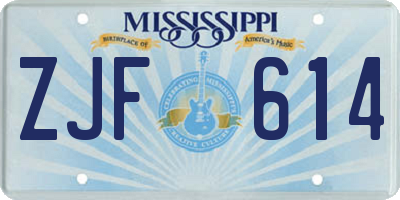 MS license plate ZJF614