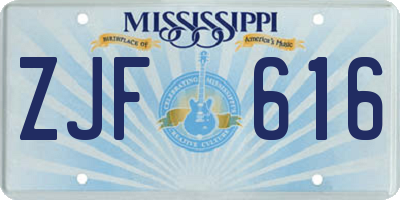MS license plate ZJF616