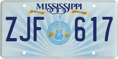 MS license plate ZJF617
