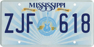 MS license plate ZJF618
