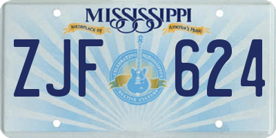 MS license plate ZJF624