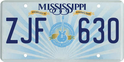 MS license plate ZJF630
