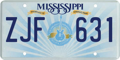 MS license plate ZJF631