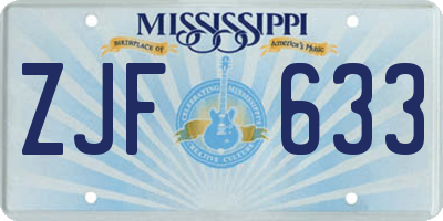 MS license plate ZJF633