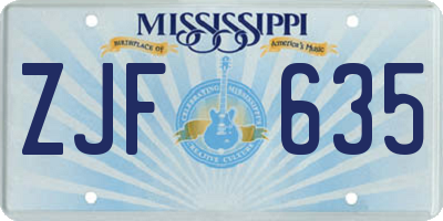 MS license plate ZJF635
