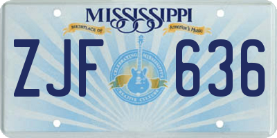 MS license plate ZJF636