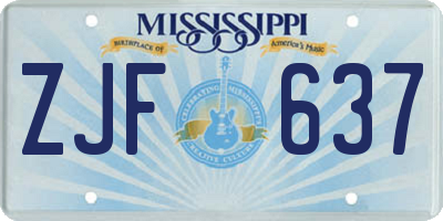 MS license plate ZJF637
