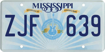 MS license plate ZJF639
