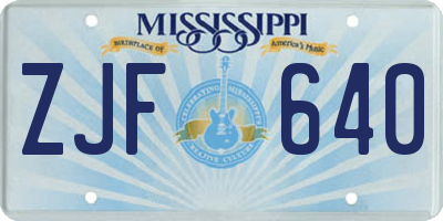 MS license plate ZJF640