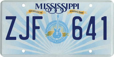 MS license plate ZJF641