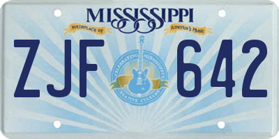 MS license plate ZJF642