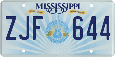 MS license plate ZJF644
