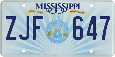 MS license plate ZJF647